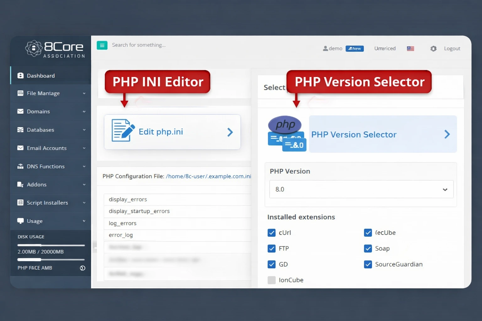 Php ini i PHP selector